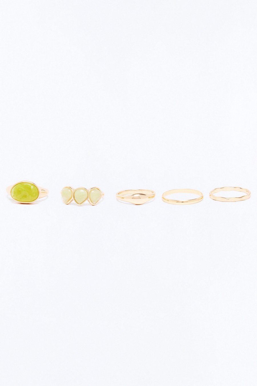 Helen Jeweled 5 Piece Ring Set - Gold