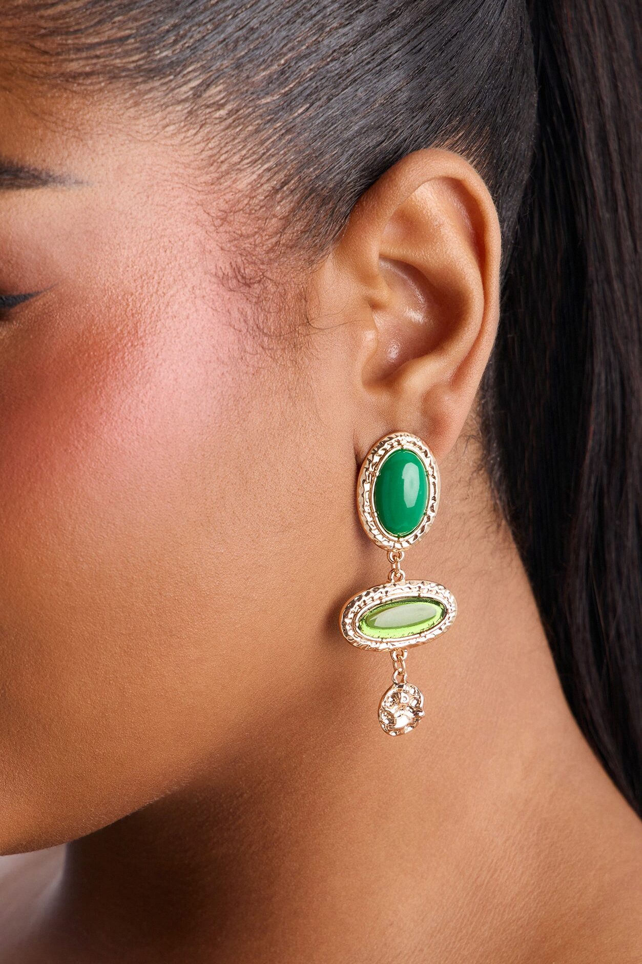 Paradise Drops Earrings - Gold/Green