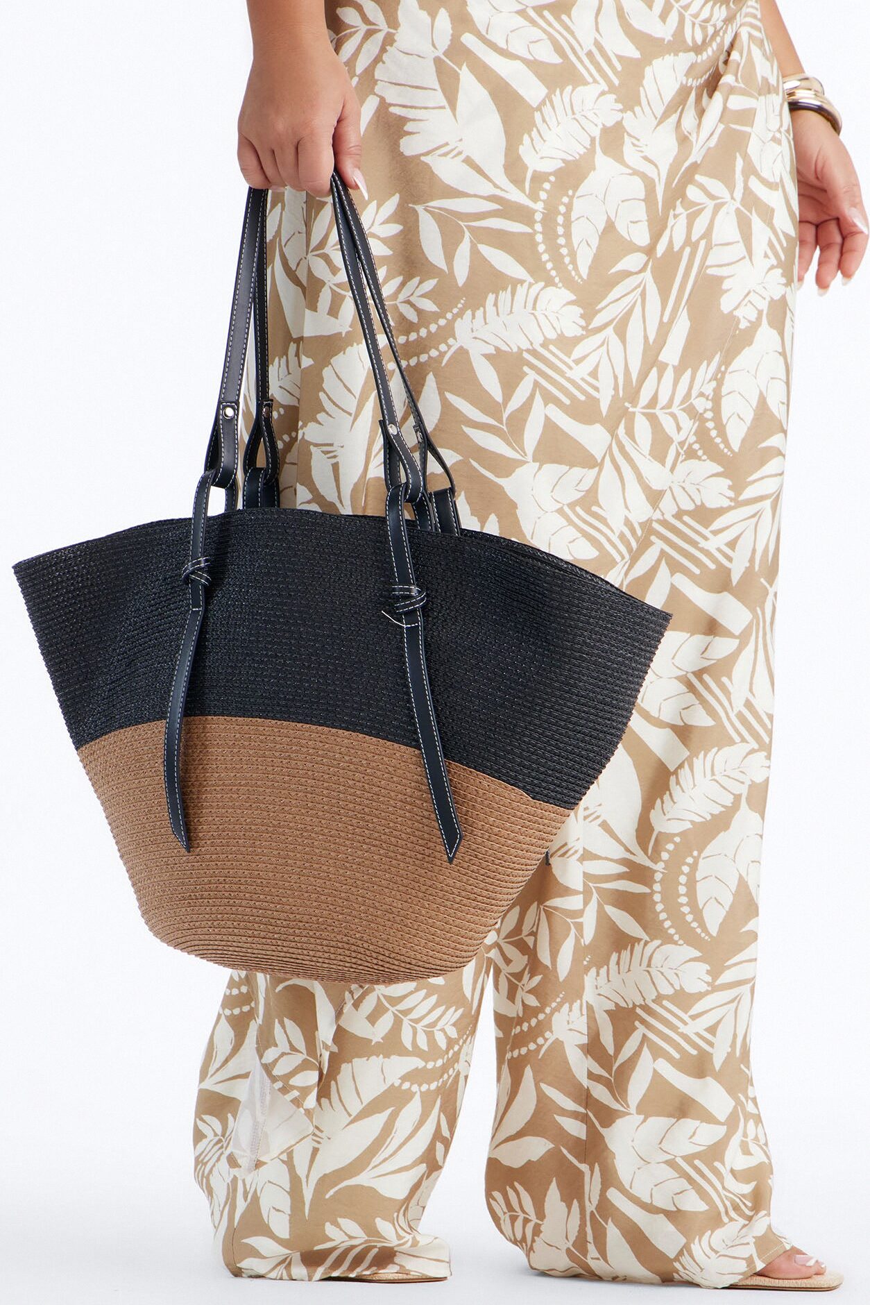 Sea And Sand Straw Tote Bag - Natural/Combo