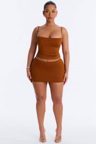 Contour Double Lined Mini Skirt - Copper