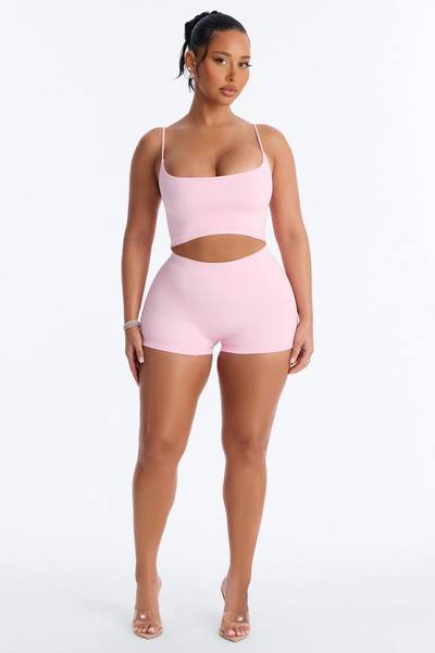 Seamless Smooth Double Lined Micro Hot Short - Pink