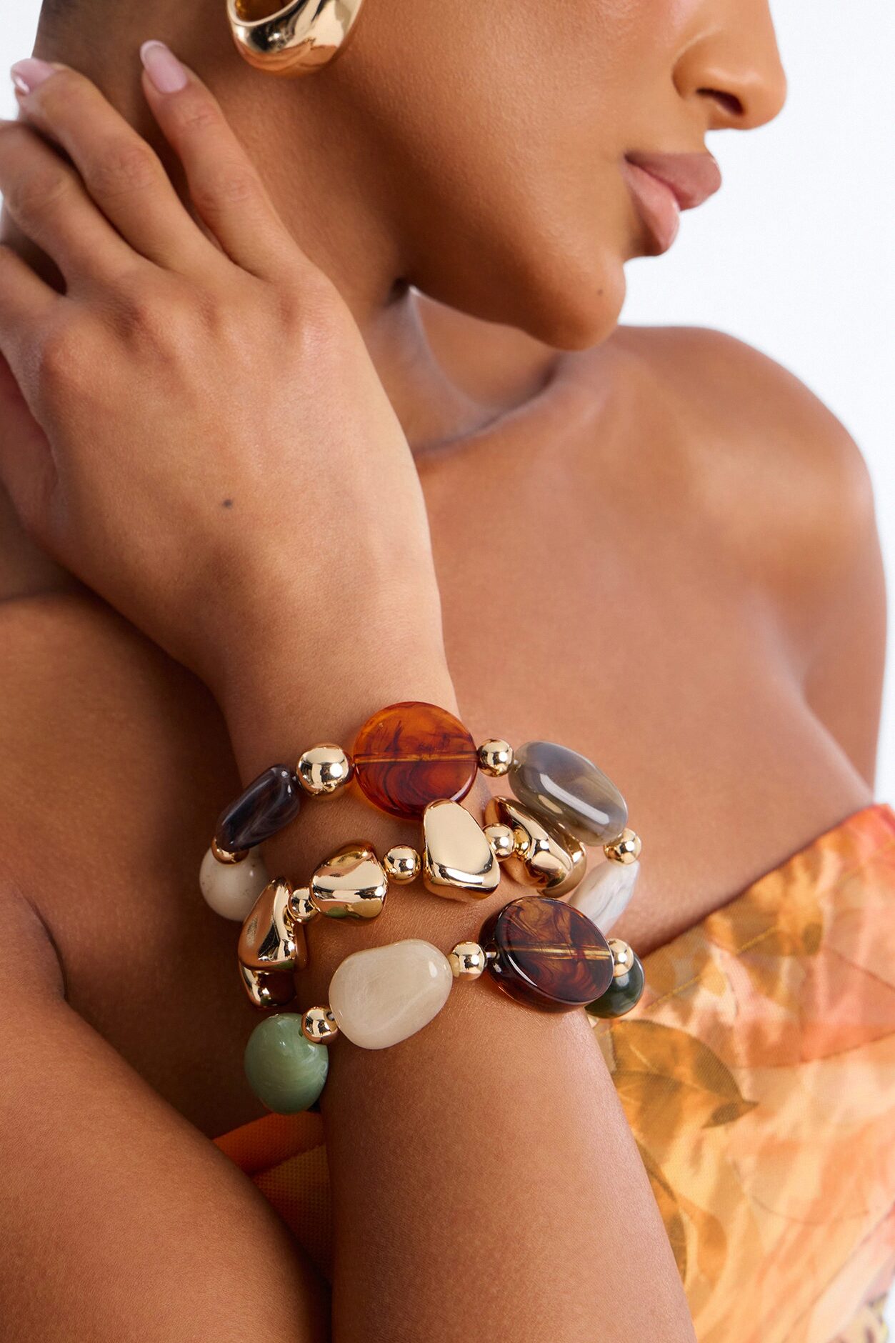 Joyce Jeweled Stretch 3 Piece Bracelet Set - Multi Color