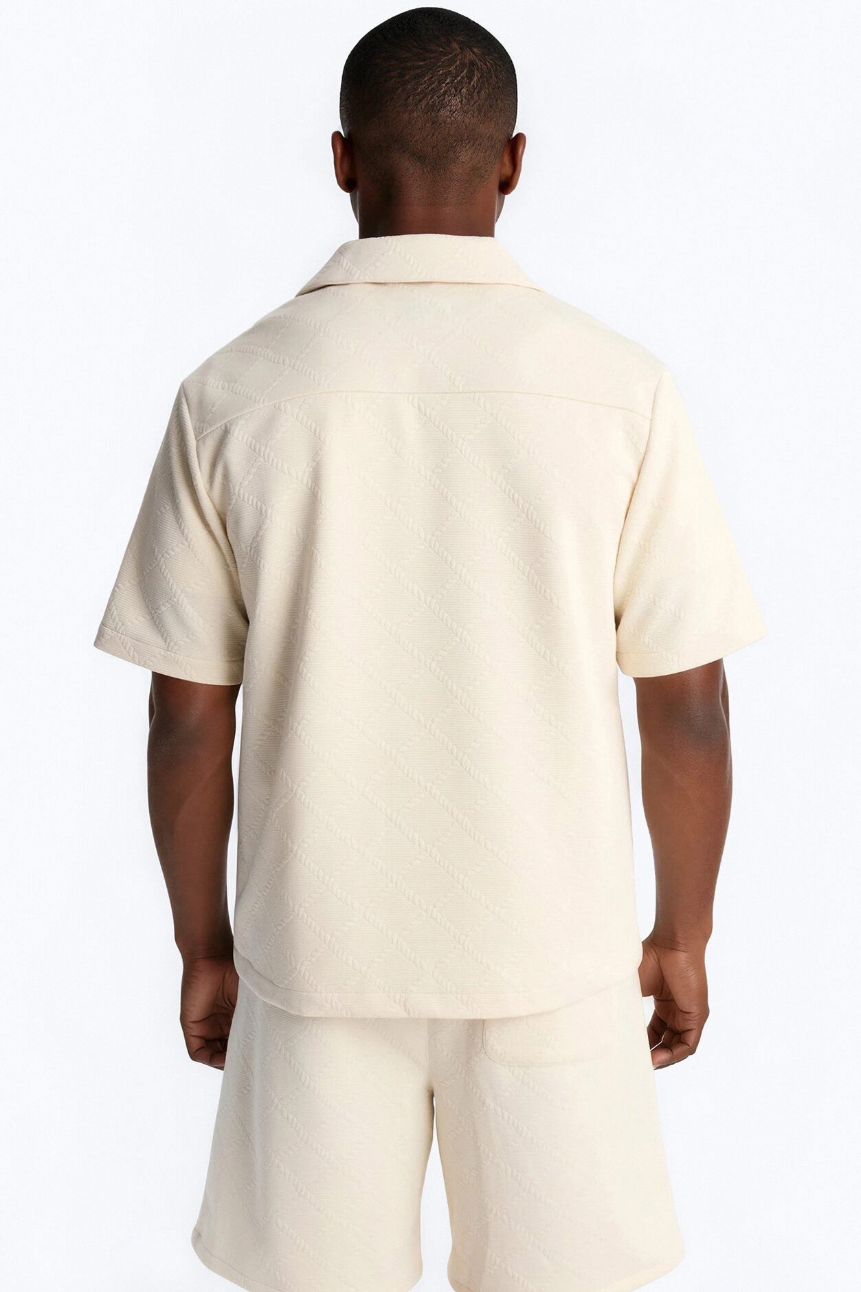 Duke Textured Cuban Button Up Shirt - Cream