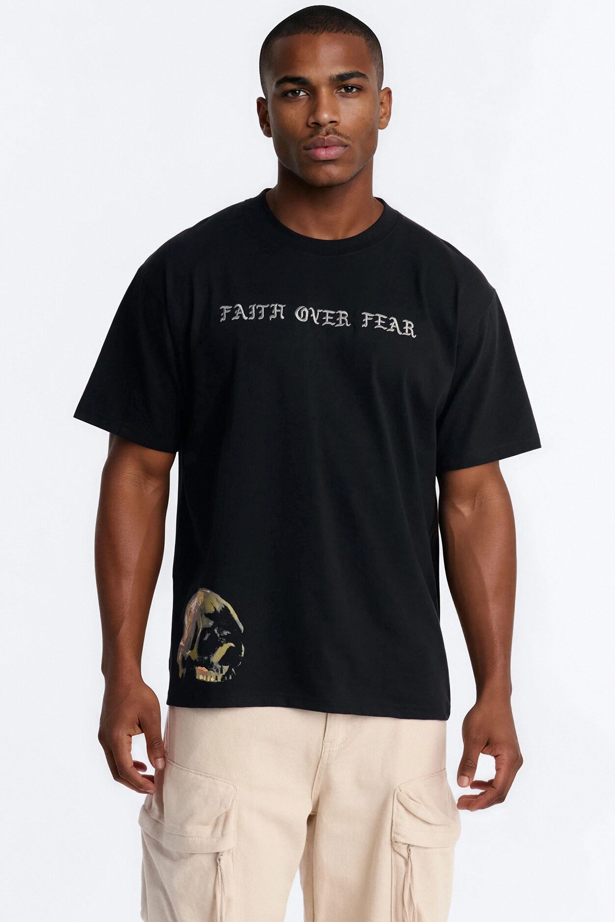 Faith Over Fear Eternally Oversized Short Sleeve Tee - Black