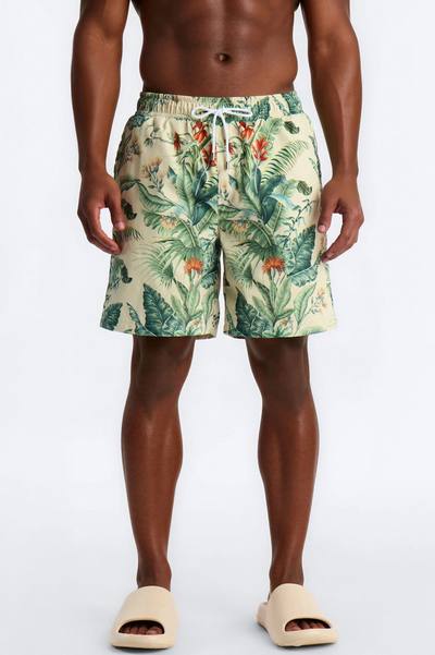 Tropical Cabana Swim Trunk 7″ - Green
