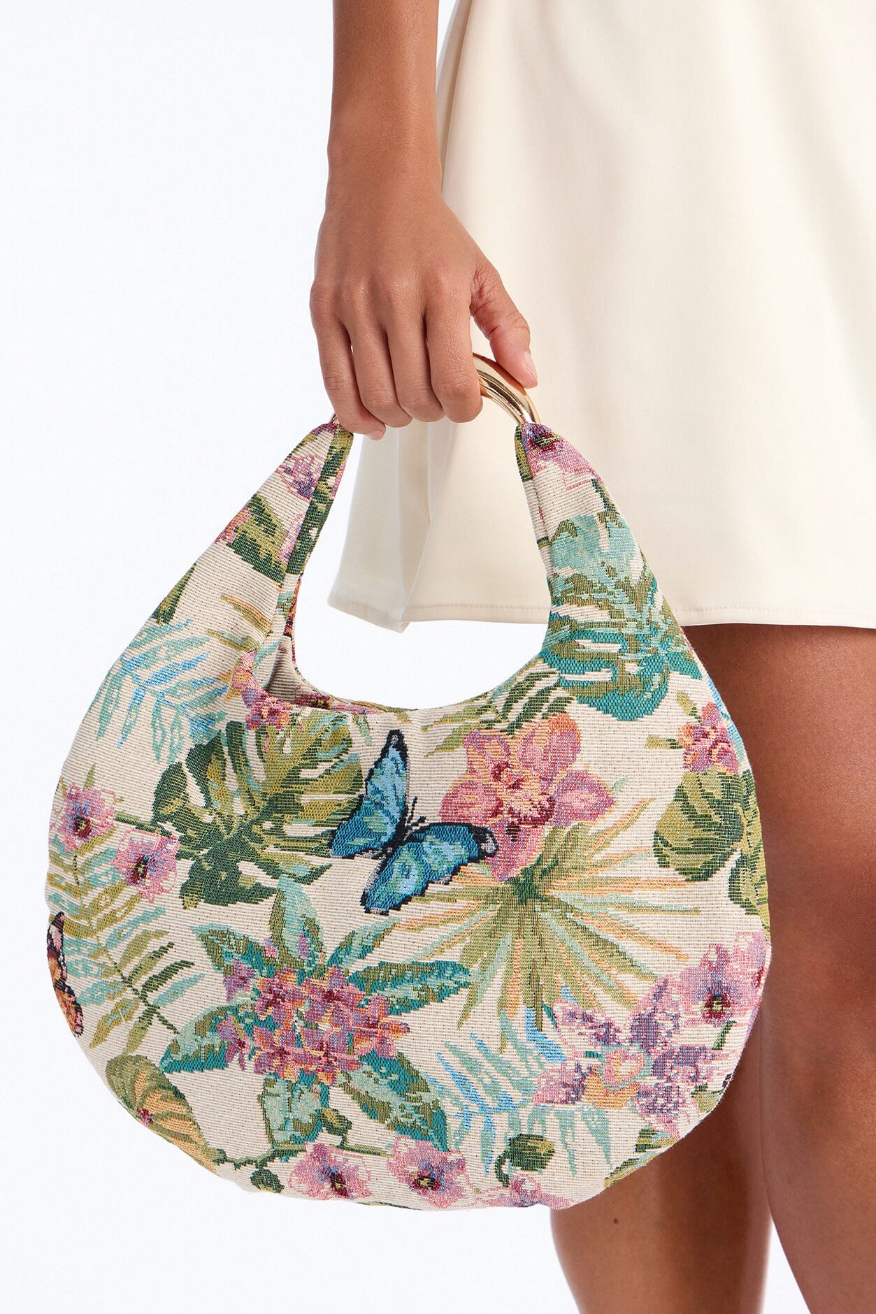 Flower Picker Jacquard Shoulder Bag - Multi Color