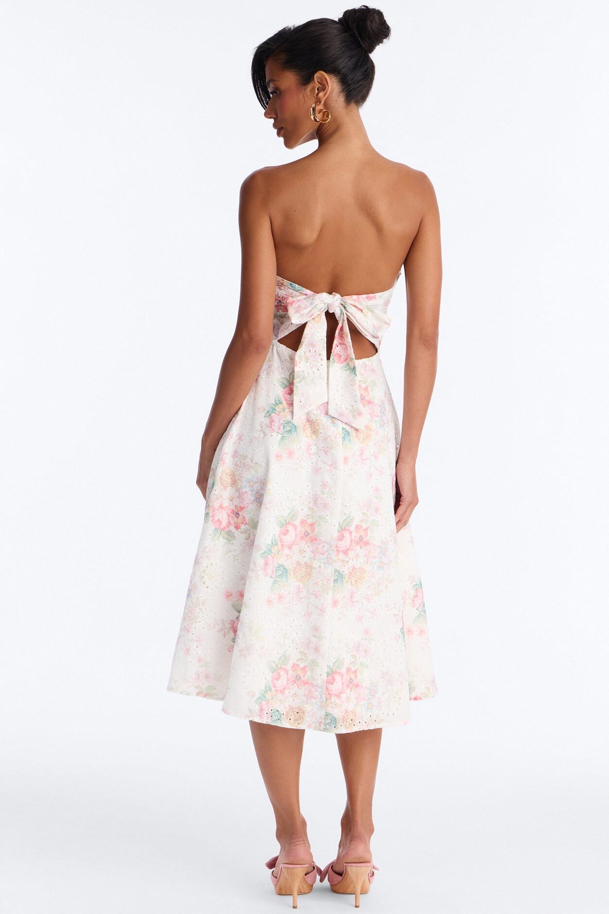 Kallie Floral Eyelet Midi Dress - White/combo