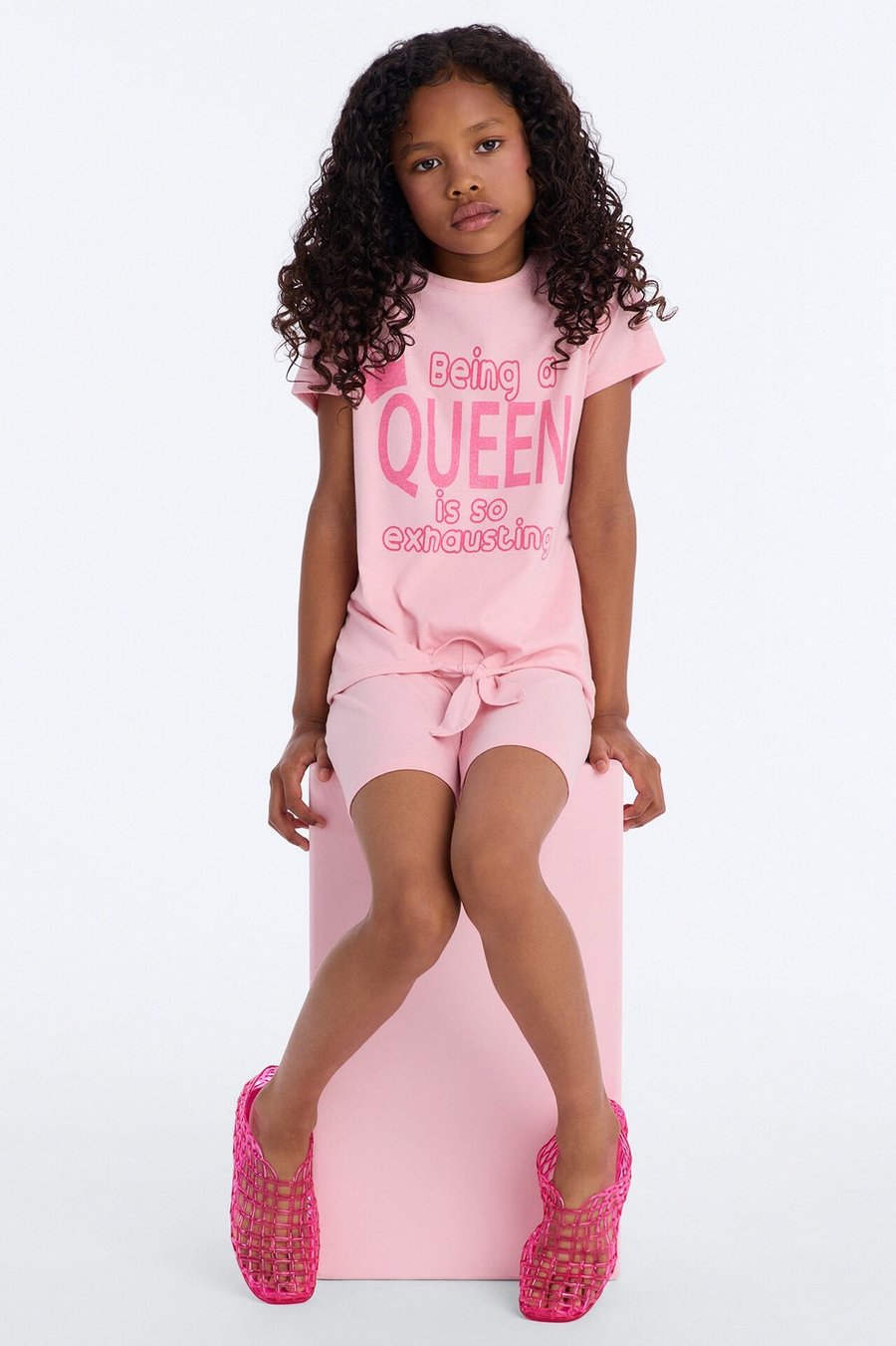 Mini Being A Queen Is Exhausting Bike Short Set - Pink