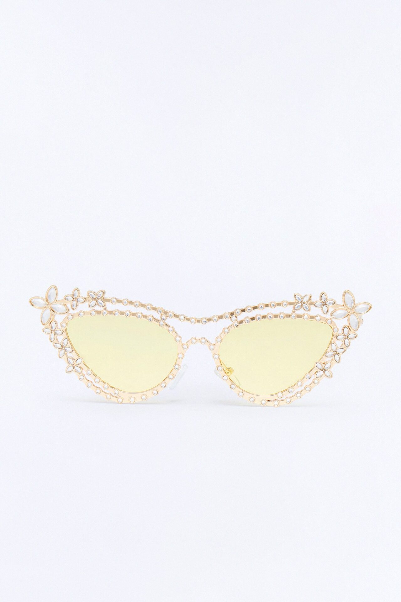 Poppy Rhinestone Sunglasses - Gold/Yellow