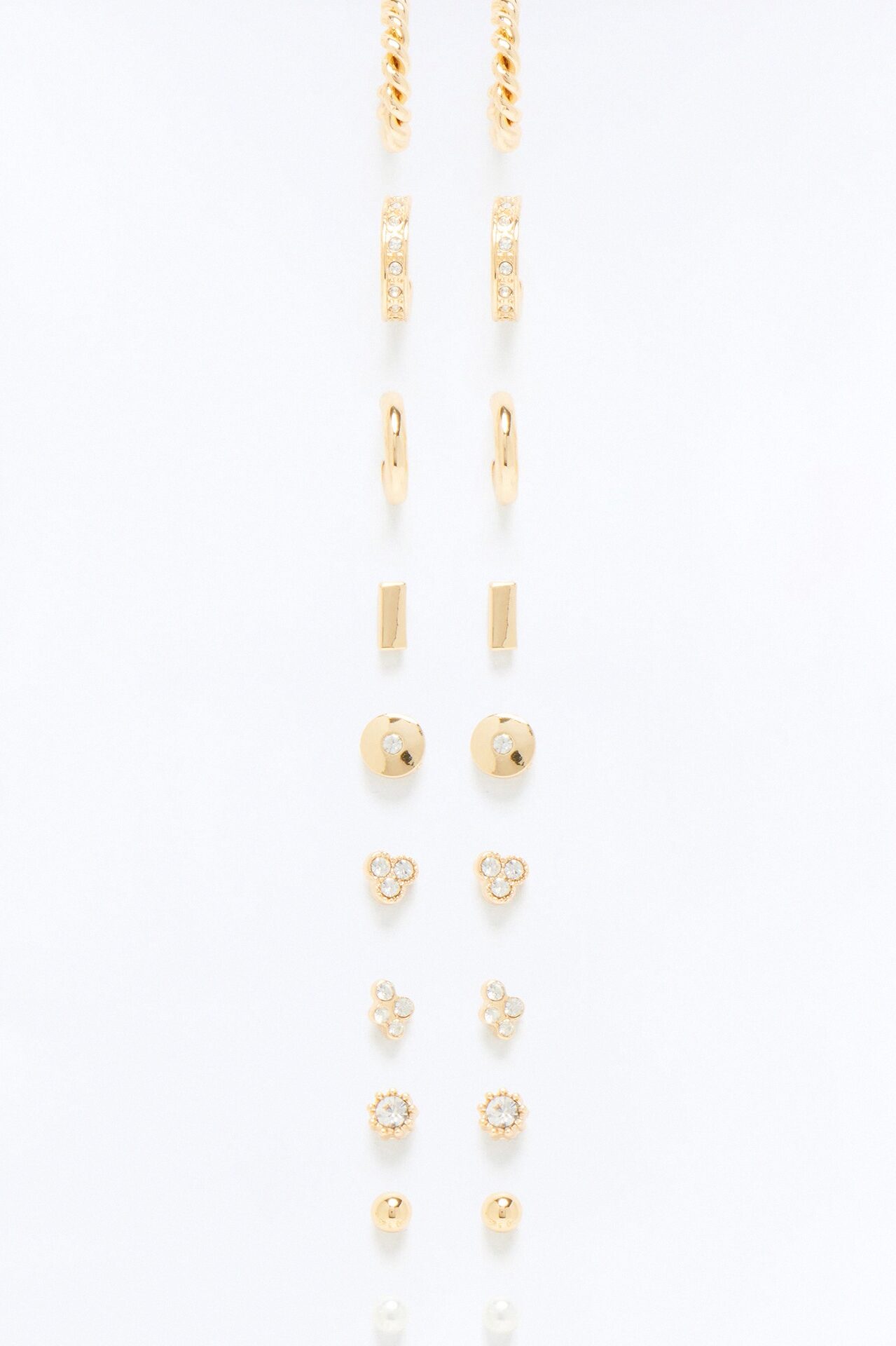 Effortless Rotation 10 Pair Multi Earring Set - Gold