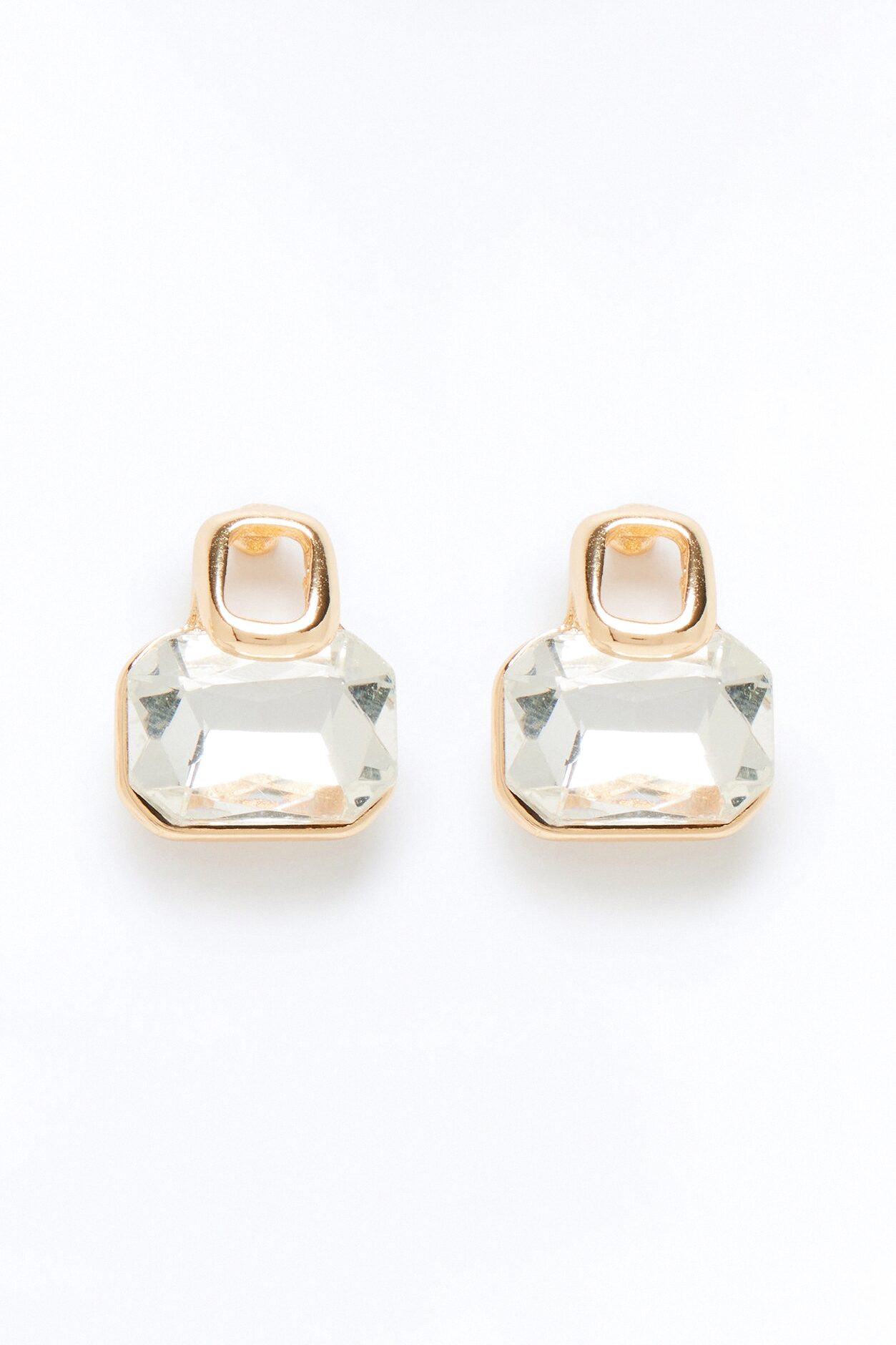 Stay Away Rhinestone Stud Earrings - Gold