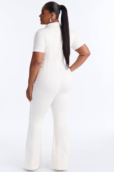 Can't Be Tamed Denim Jumpsuit - White