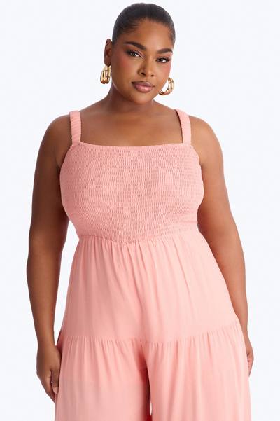 Risa Tiered Wide Leg Jumpsuit - Coral