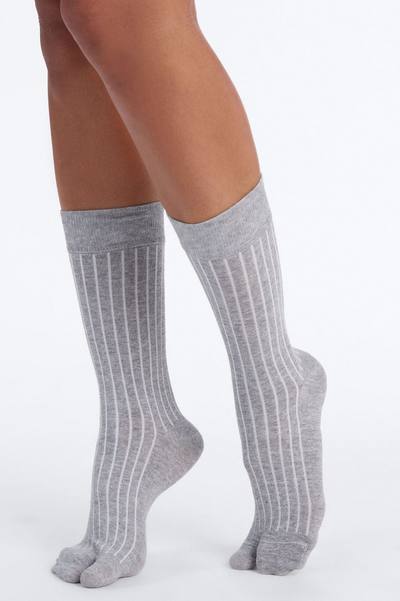 Split Toe Tabi Crew Socks - Grey