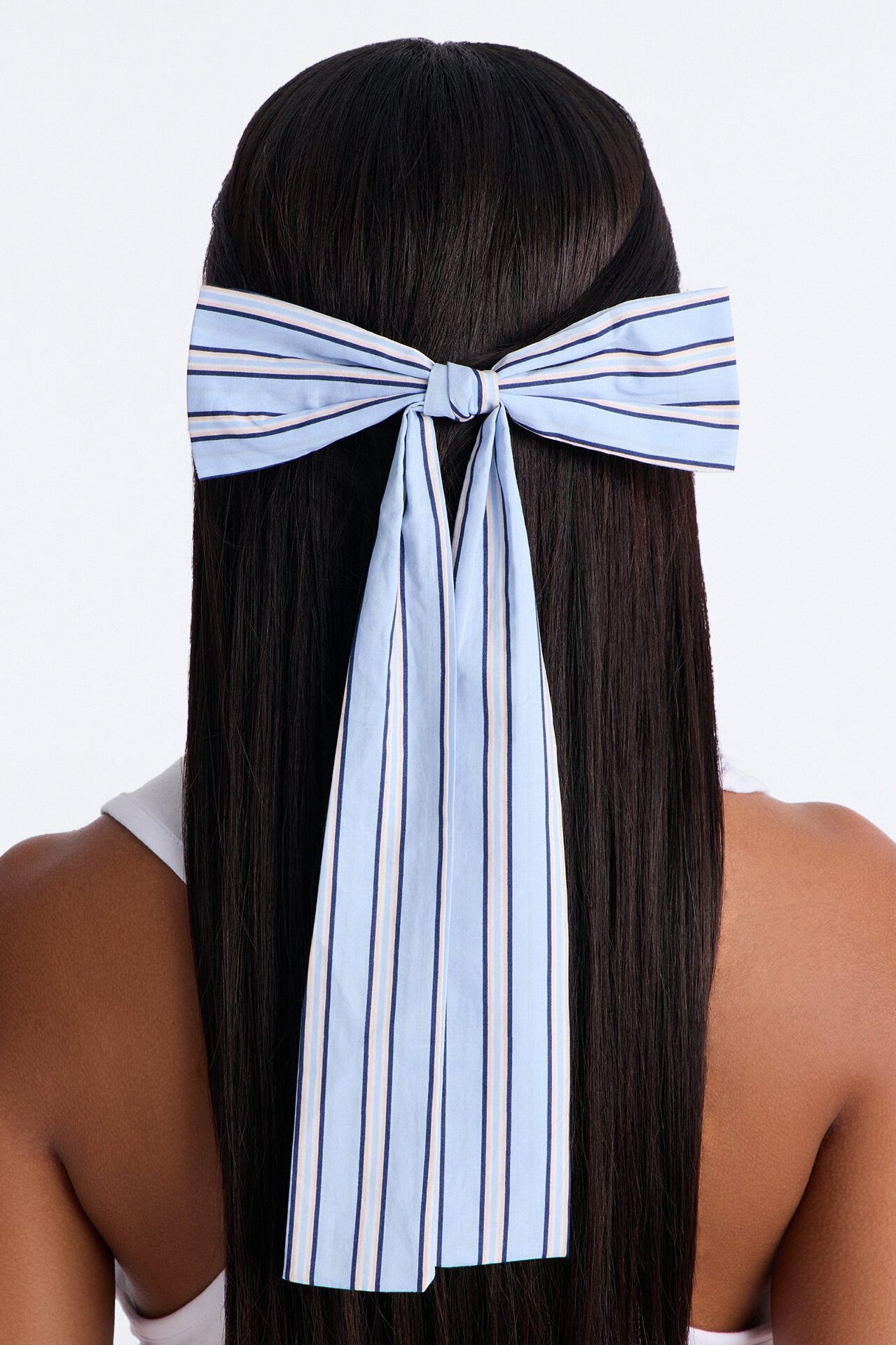 Line Up Bow Hair Clip - Blue/combo