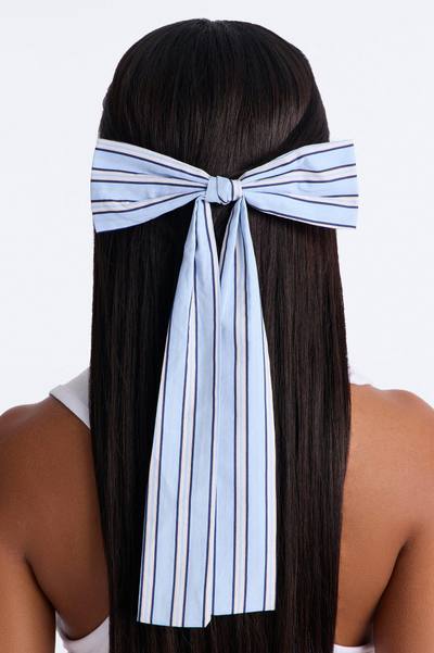 Line Up Bow Hair Clip - Blue/combo