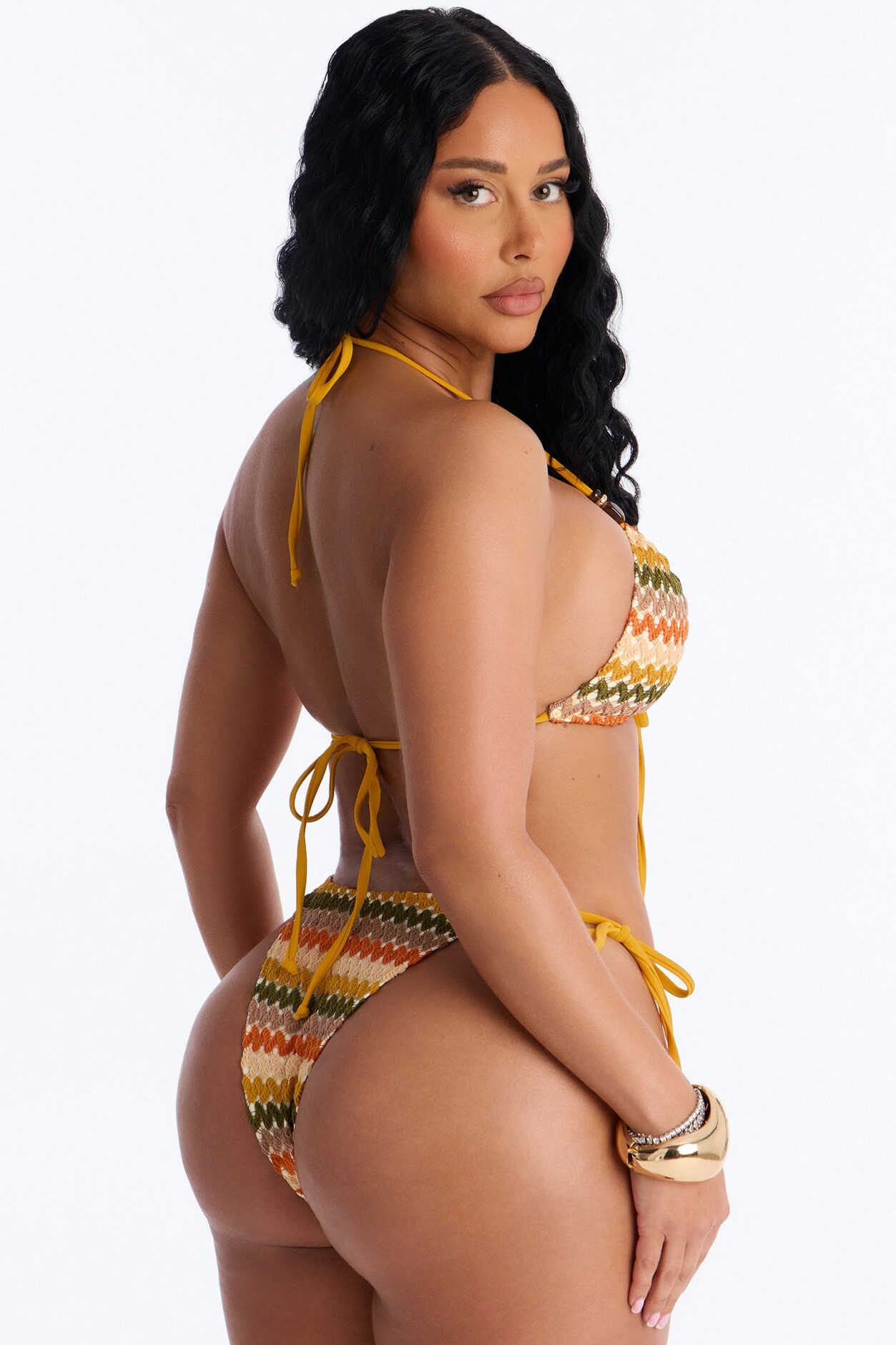 Baddie Alert 2 Piece Crochet Bralette Bikini Set - Multi Color