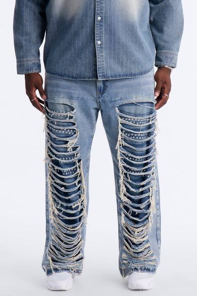 Baggy Studded Mayhem Jean - Light Wash