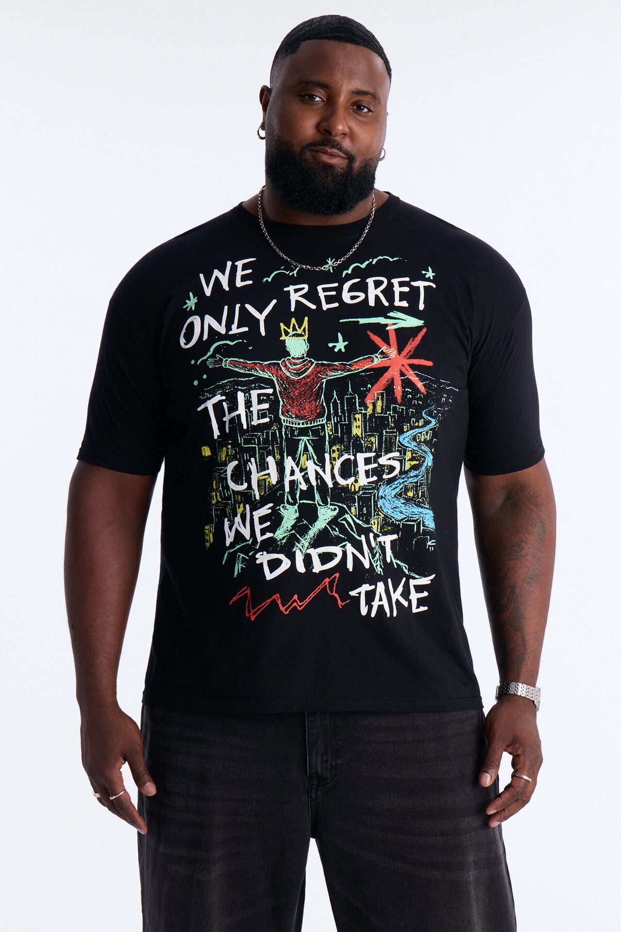 Fortunate Favors The Bold Puff Print Short Sleeve Tee - Black