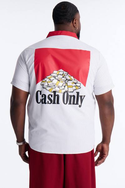 Cash Only Striped Button Up Shirt - White
