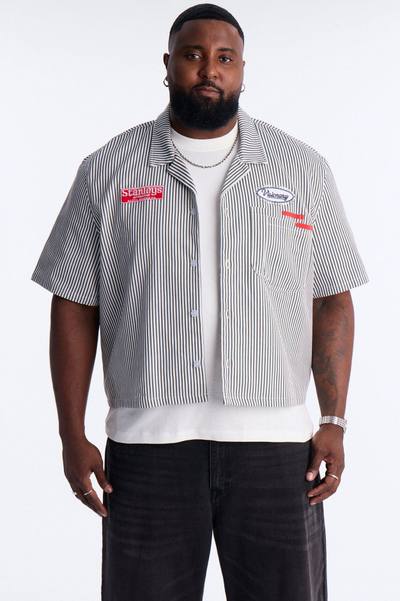 Cropped Pit Crew Mechanic Shirt - Black