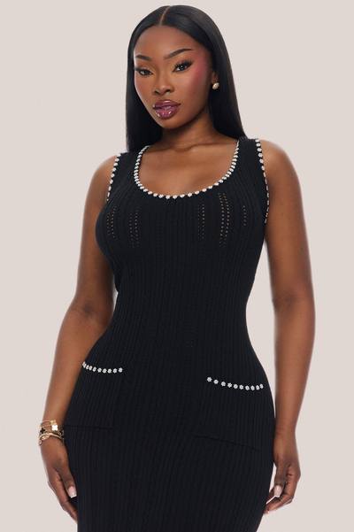 Sweet As Honey Embellished Maxi Dress - Black/White