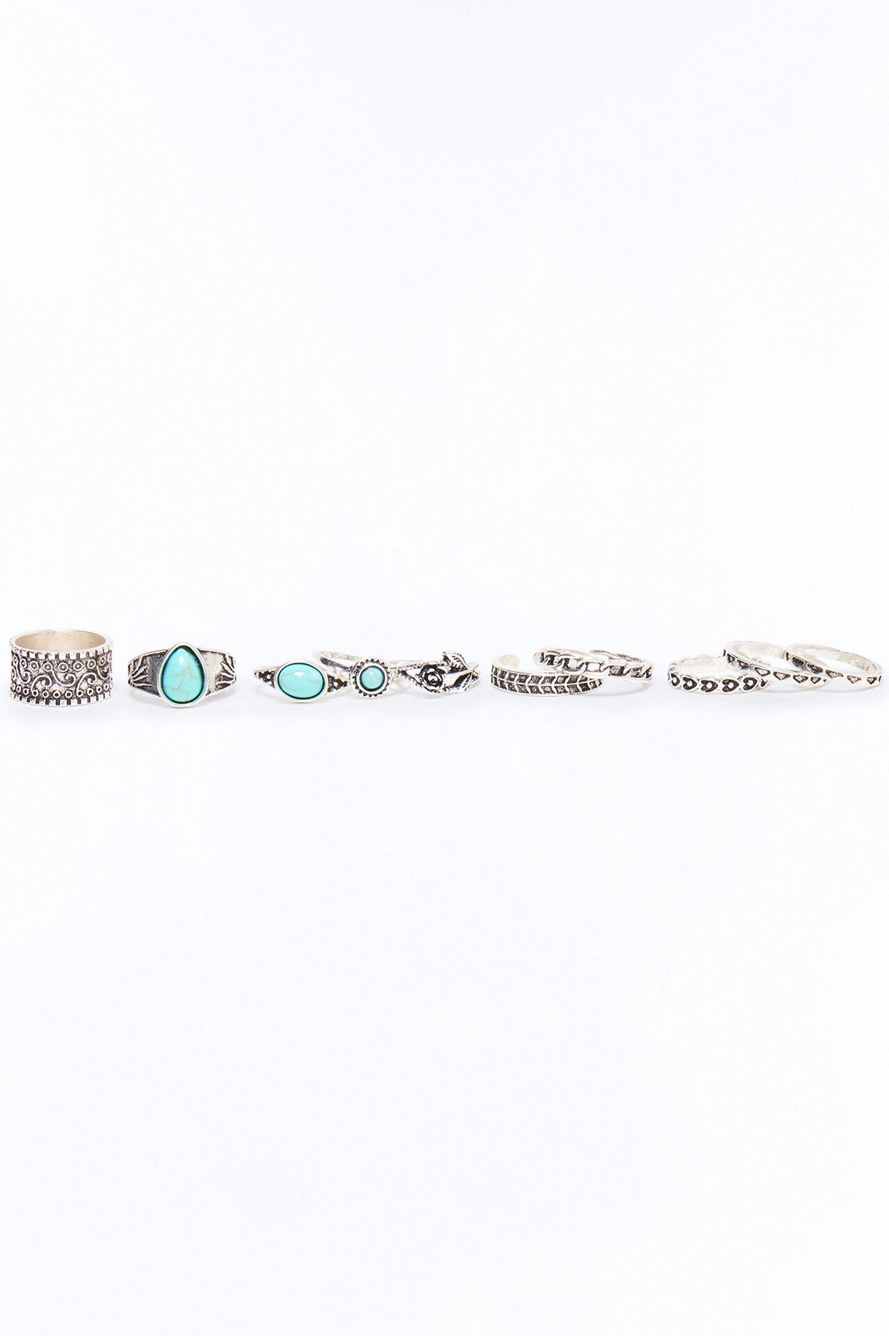 Jordina 10 Piece Multi Ring Set - Turquoise