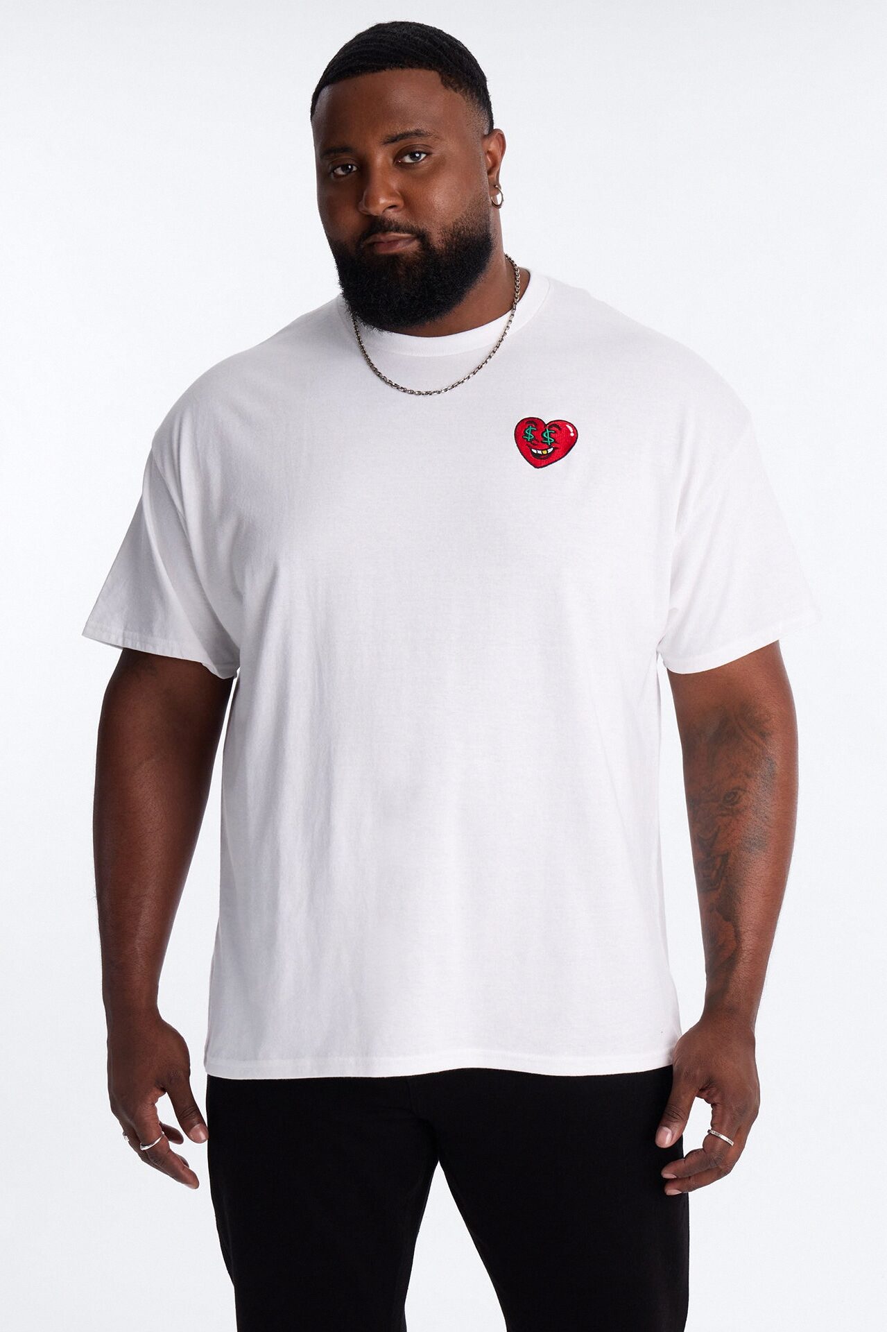 Always Heart In Heart Embroidery Short Sleeve Tee - White