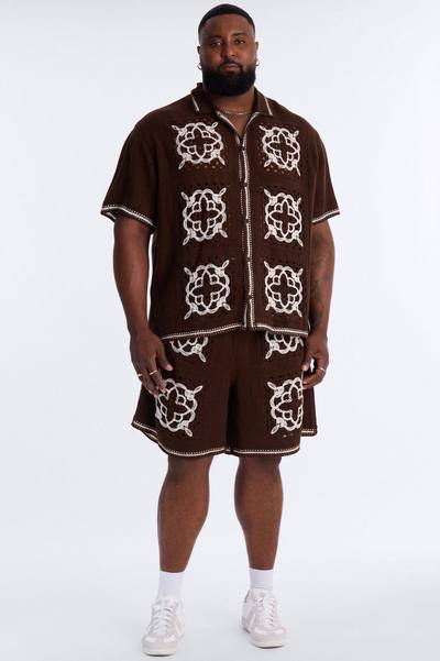 Relaxed Lido Isle Crochet Short - Brown