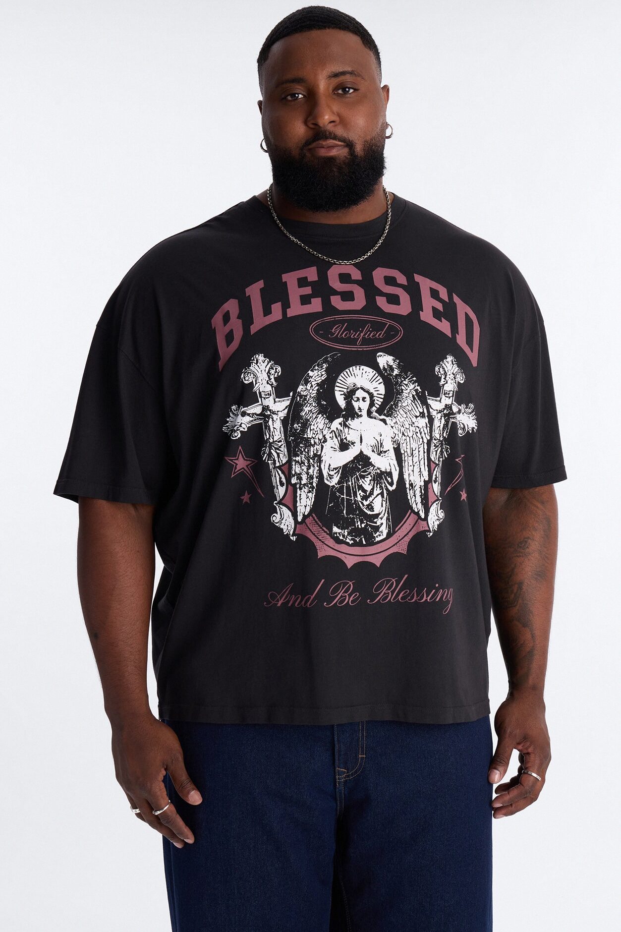Blessed Glorified Oversized Short Sleeve Tee - Black Wash