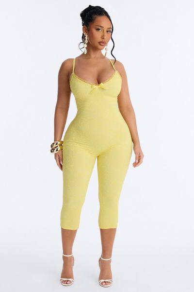 Sabrina Lace Capri Jumpsuit - Yellow
