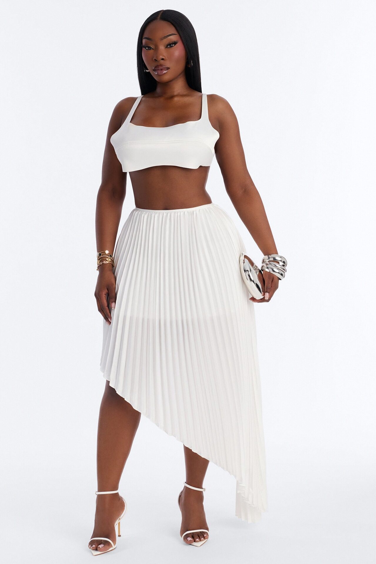Zosia Plisse High Rise Maxi Skirt - Ivory