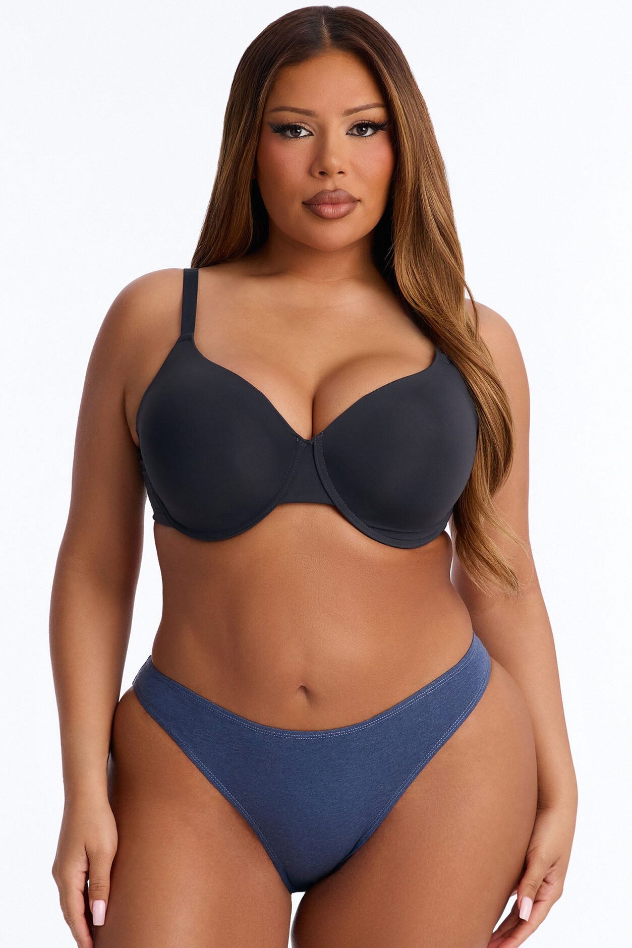 Nova Cotton High Leg Bikini Panty - Heathered Blue
