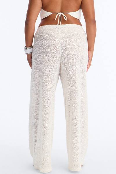 Azalea Low Rise Sequin Crochet Wide Leg Pant 33″ - White