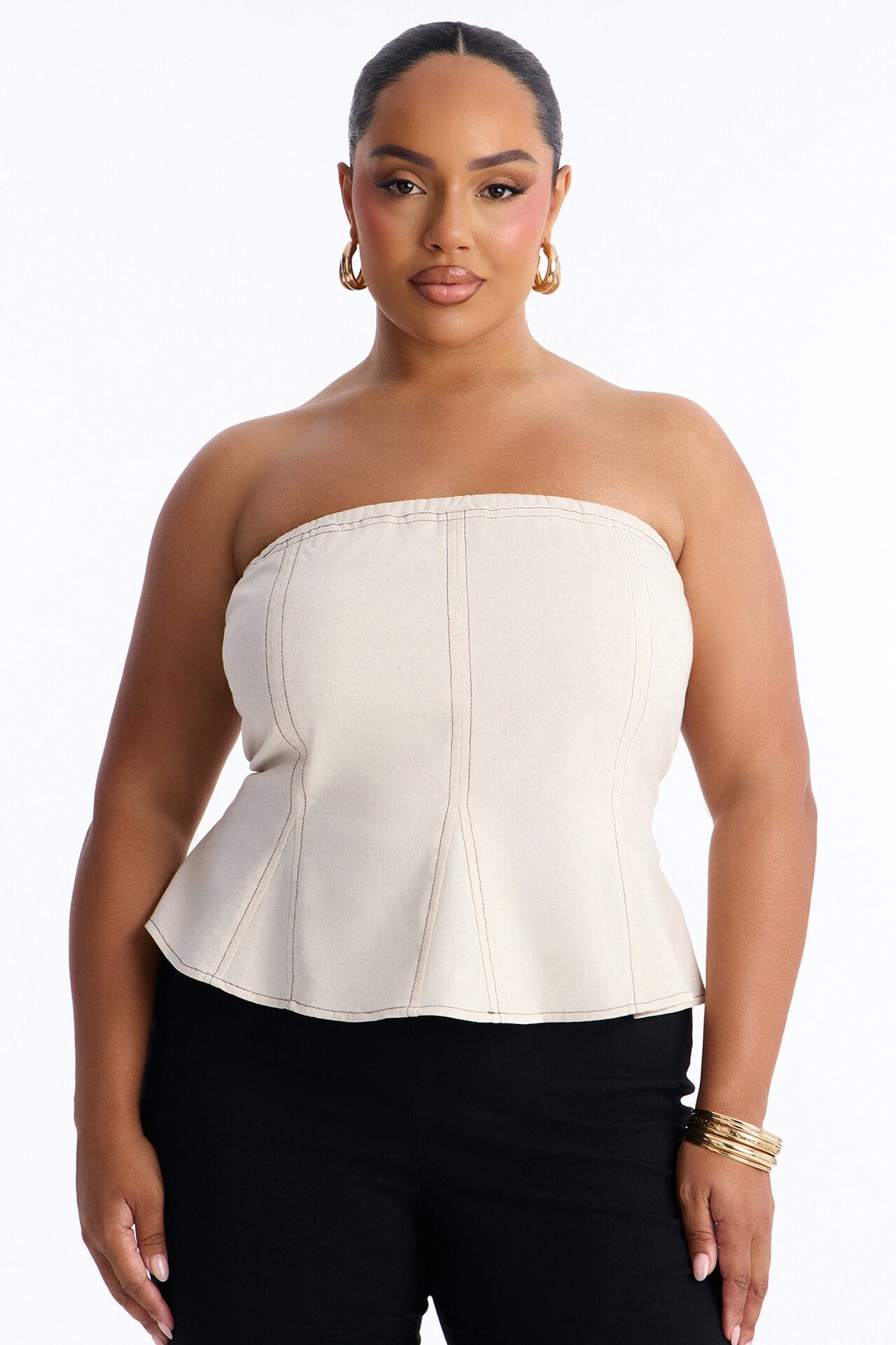 Treat Me Better Peplum Linen Top - Oatmeal