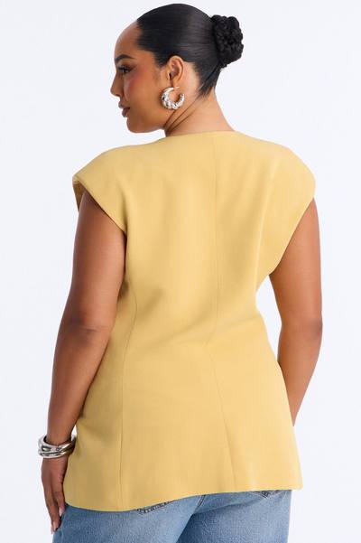 Happy Hour Double Breasted Fitted Vest - Mustard