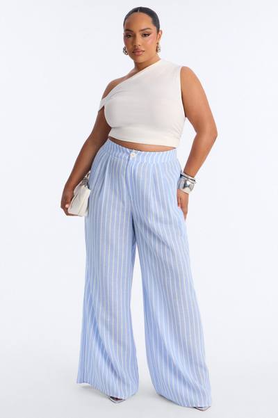 Ella Striped Linen Pant - Blue