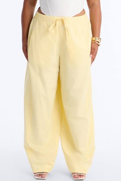 Maggie Low Rise Drawstring Wide Leg Pant 32″ - Yellow