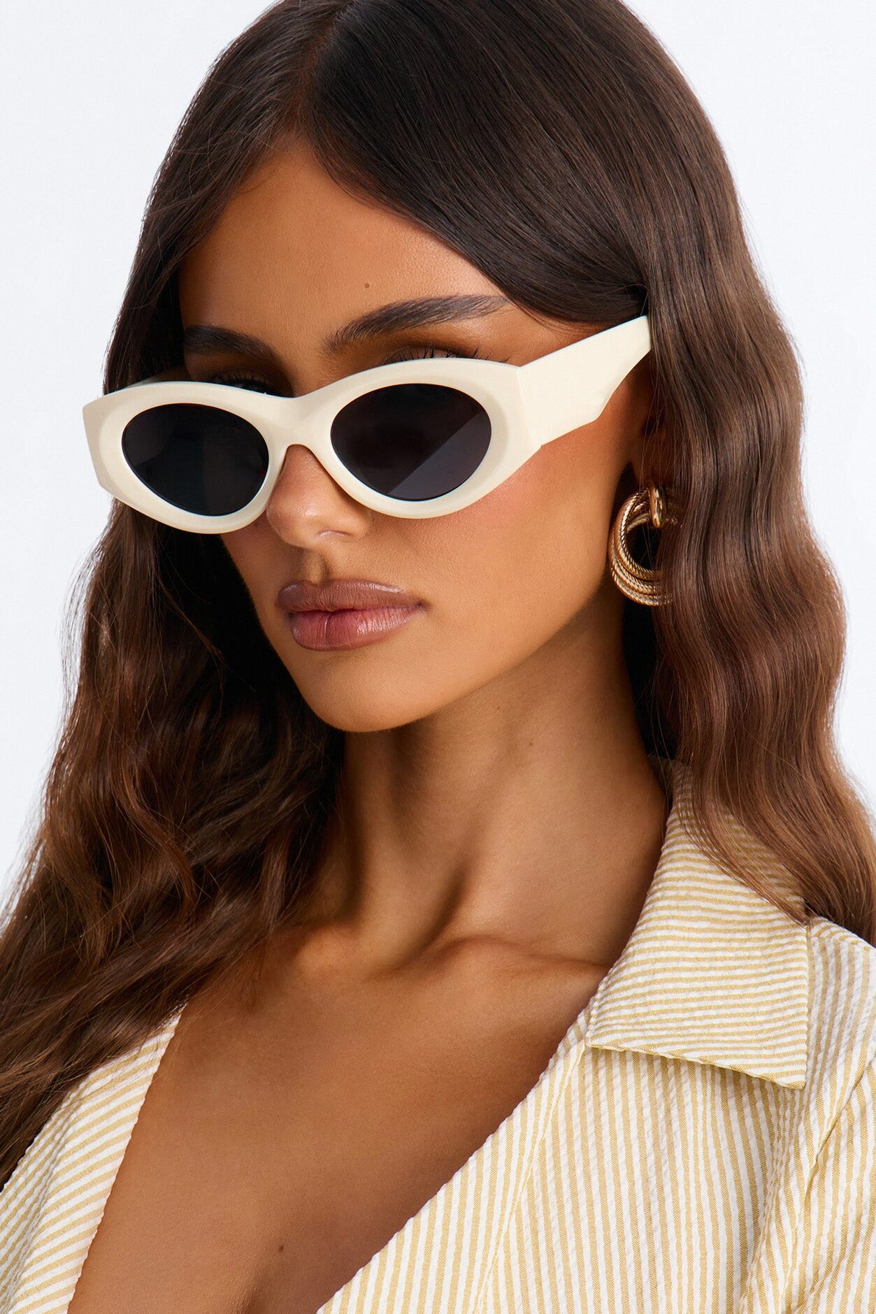 West Coast Wave Cat Eye Sunglasses - Ivory