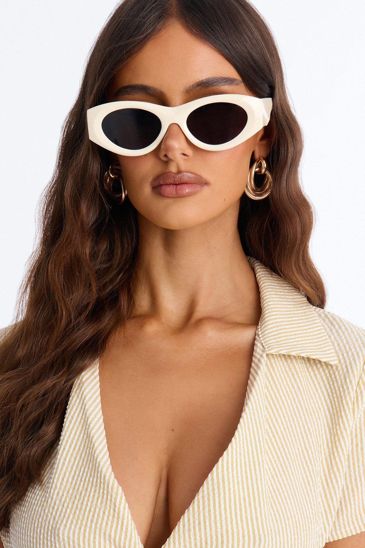 West Coast Wave Cat Eye Sunglasses - Ivory