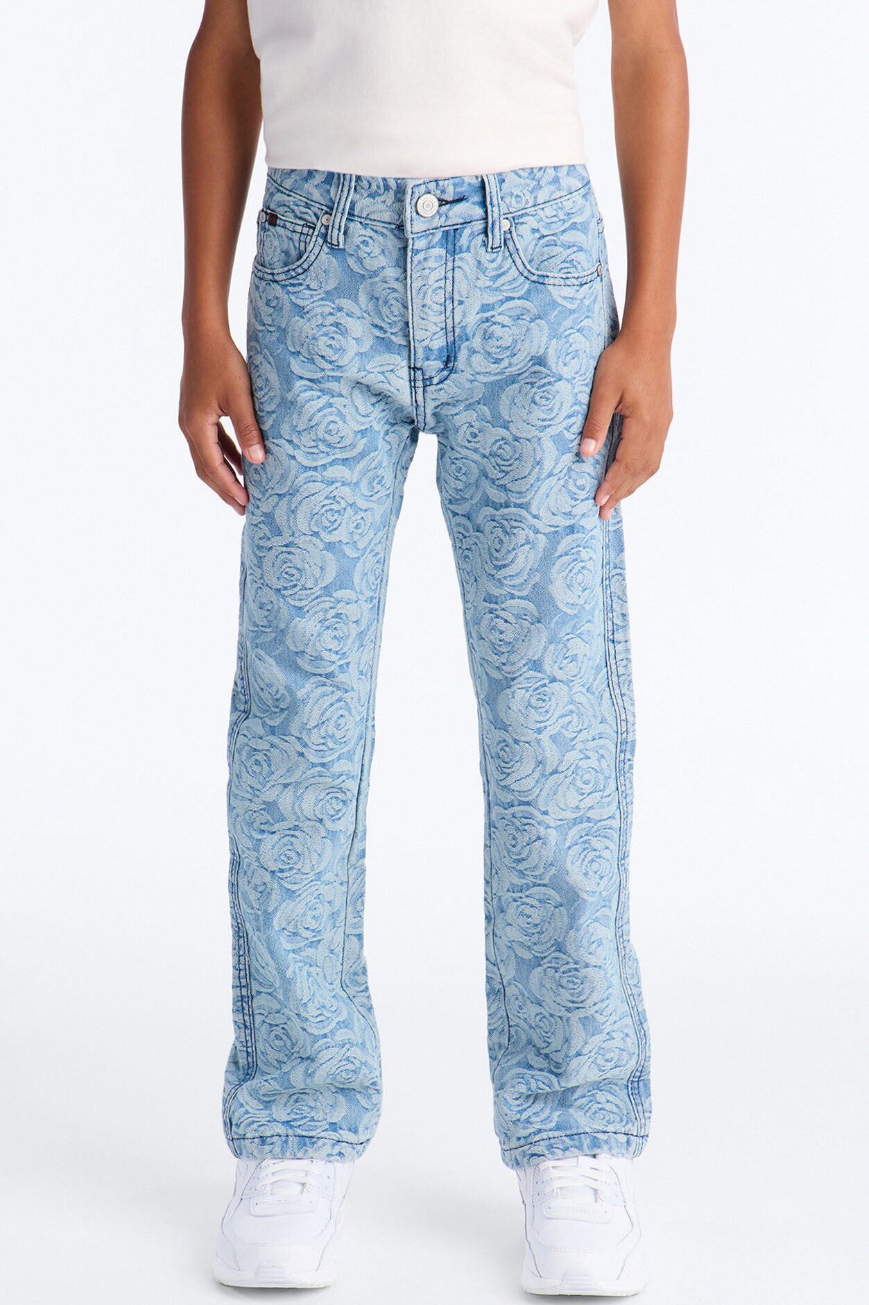 Mini Rolling With It Printed Skinny Jeans - Medium Blue Wash