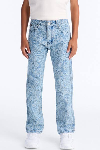 Mini Rolling With It Printed Skinny Jeans - Medium Blue Wash