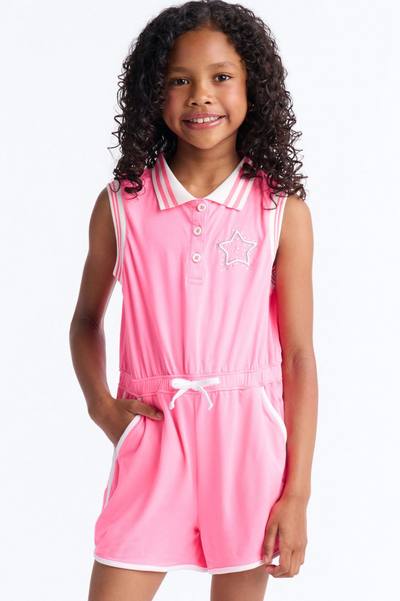 Mini Reaching For The Stars Sleeveless Romper - Pink