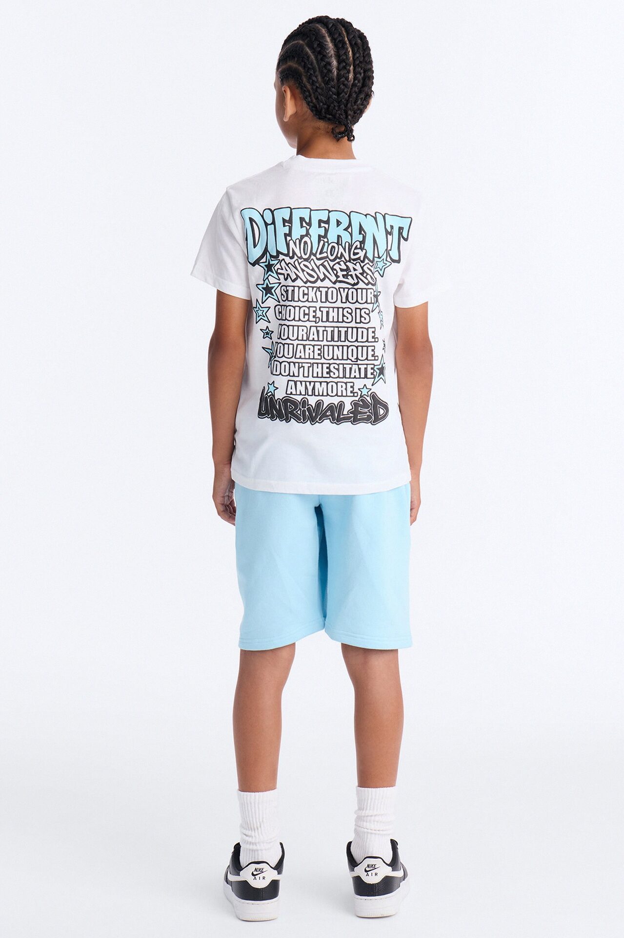 Mini I'm Different Fleece Short Set - White/Blue