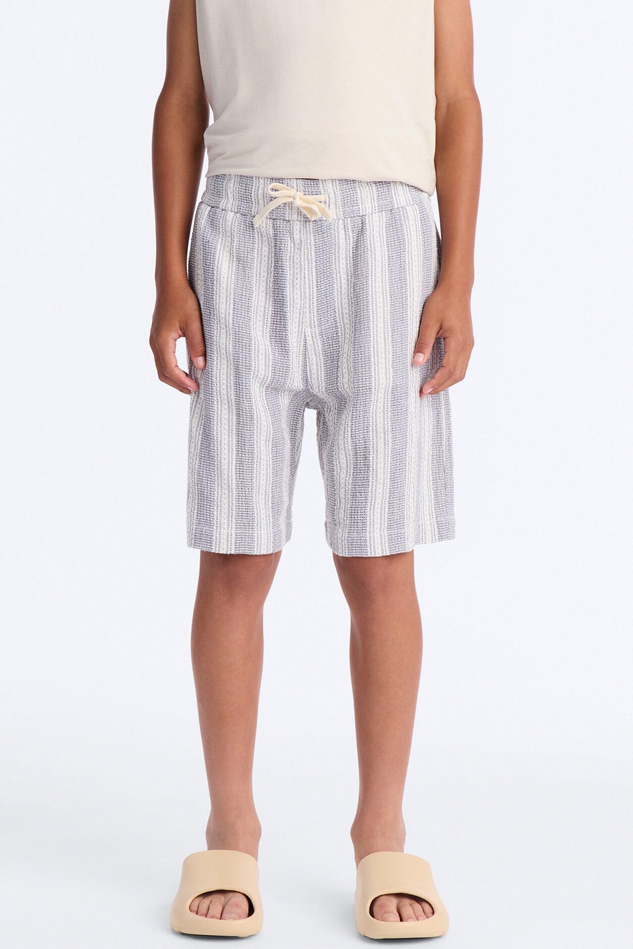 Mini Staying On Top Textured Shorts - Grey/combo