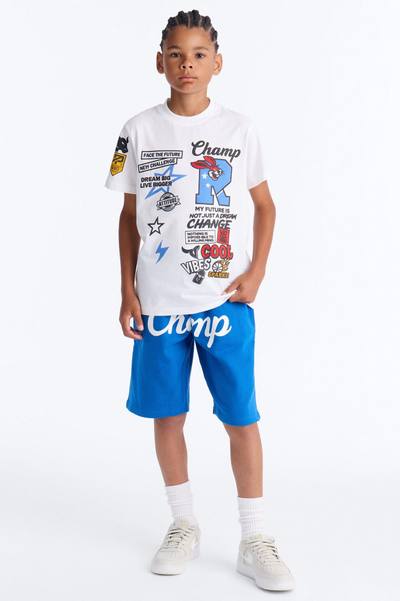 Mini I'm The Champ Fleece Short Set - White/Blue
