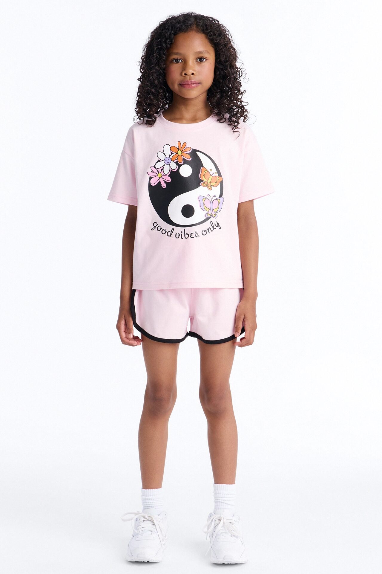 Mini Yin Yang Good Vibes Short Set - Pink