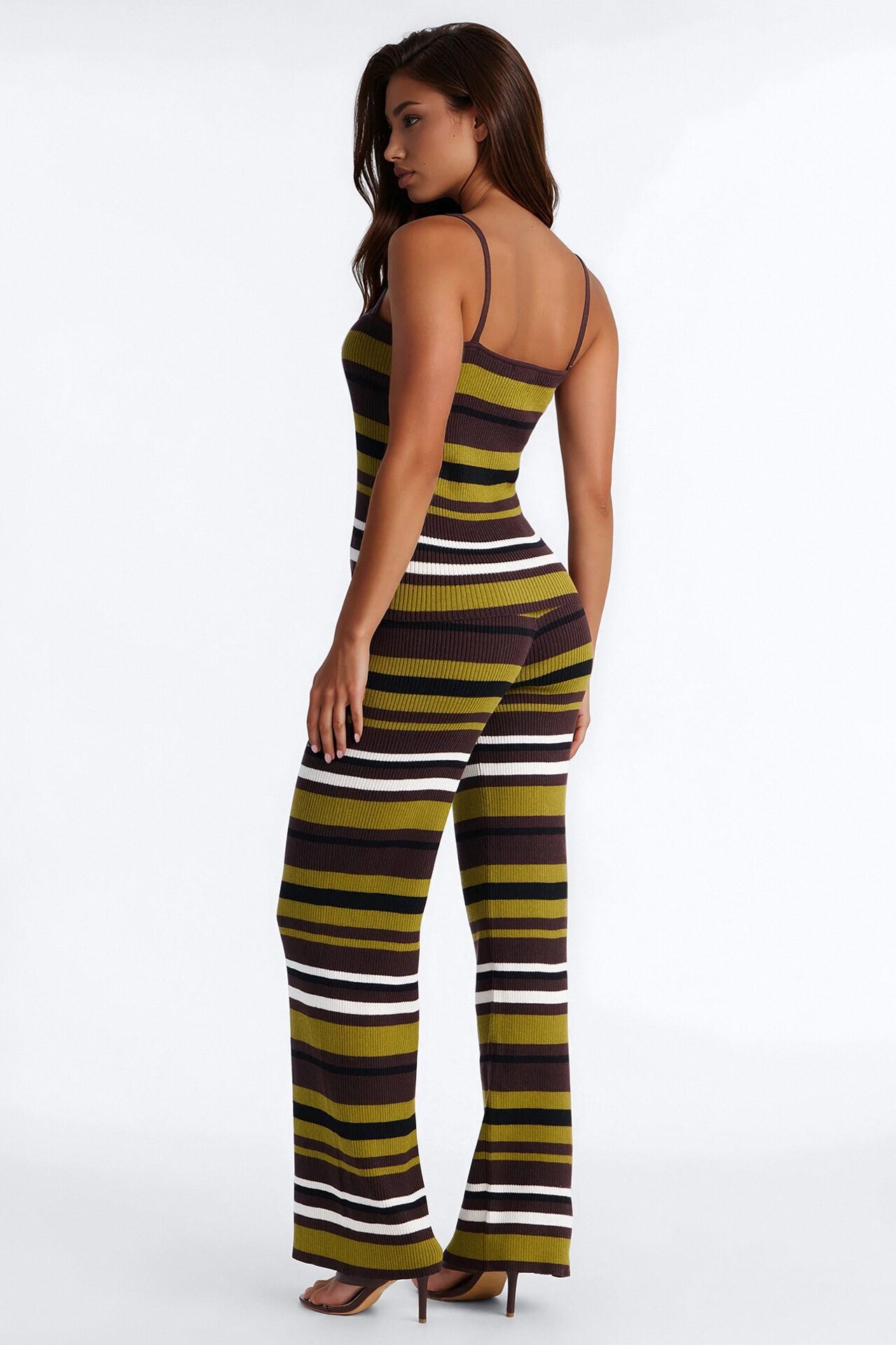Mila Striped Sweater Pant Set - Brown