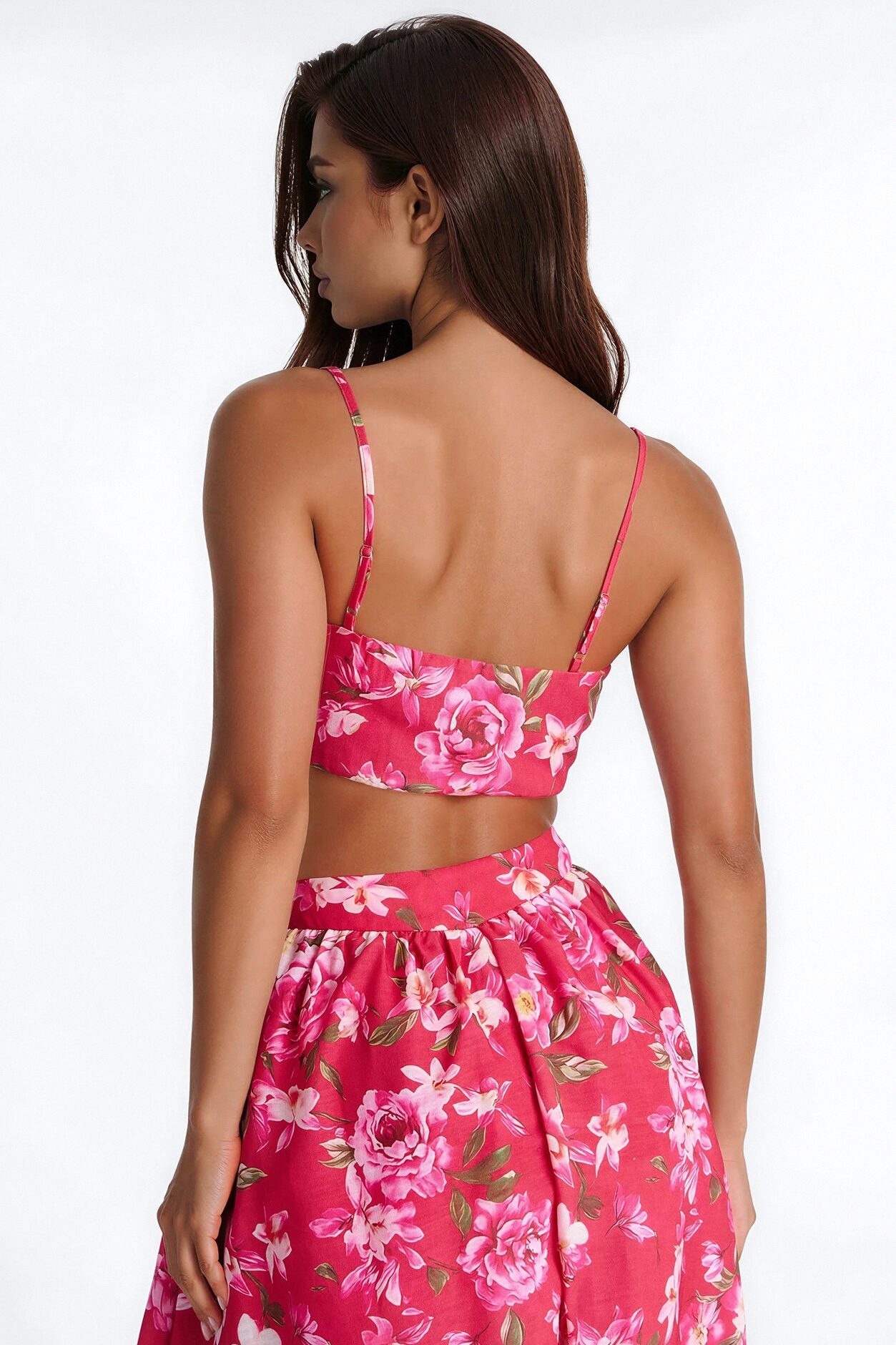 Yvete Floral Linen Bandeau Top - Pink/combo