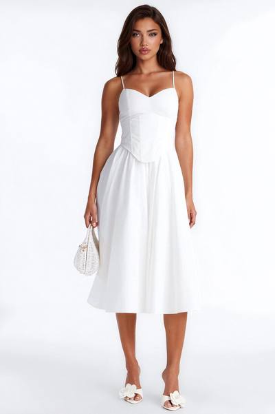 Forever Favorite Corset Midi Dress - White